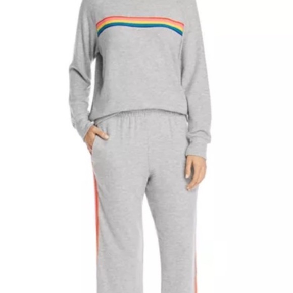 LNA Grey Rainbow Stripe Sweatshirt - Picture 6 of 7